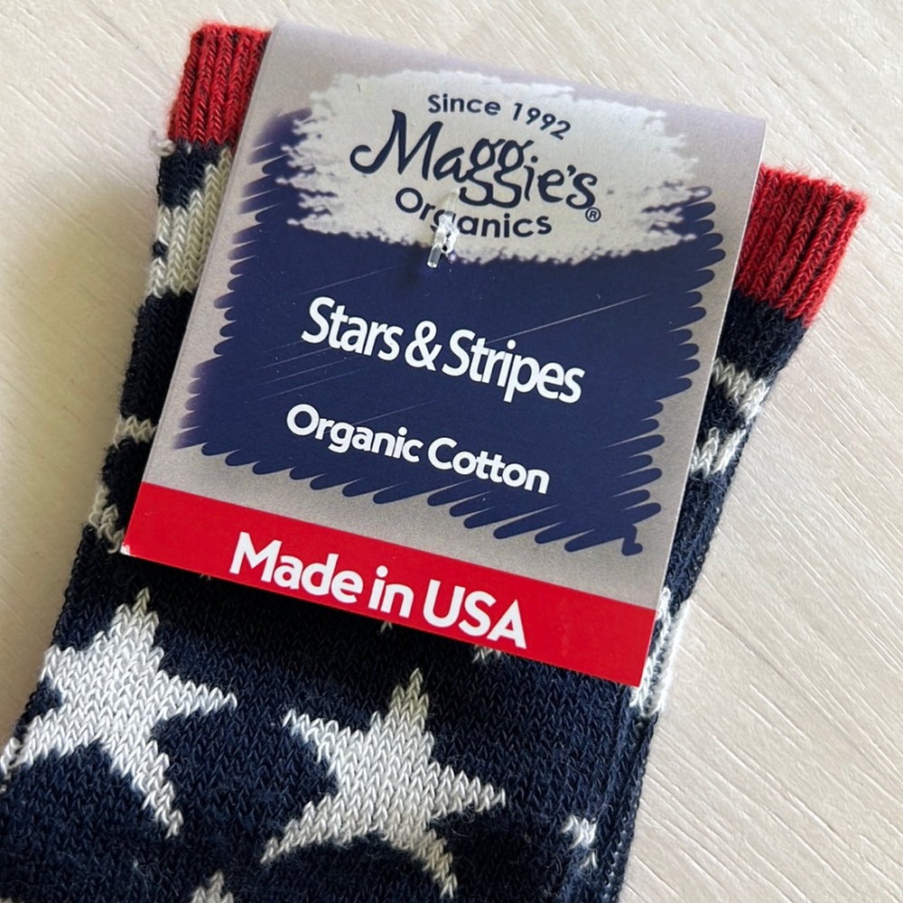 2-pair Maggie’s Organics Stars & Stripes Organic Cotton Trouser Socks New